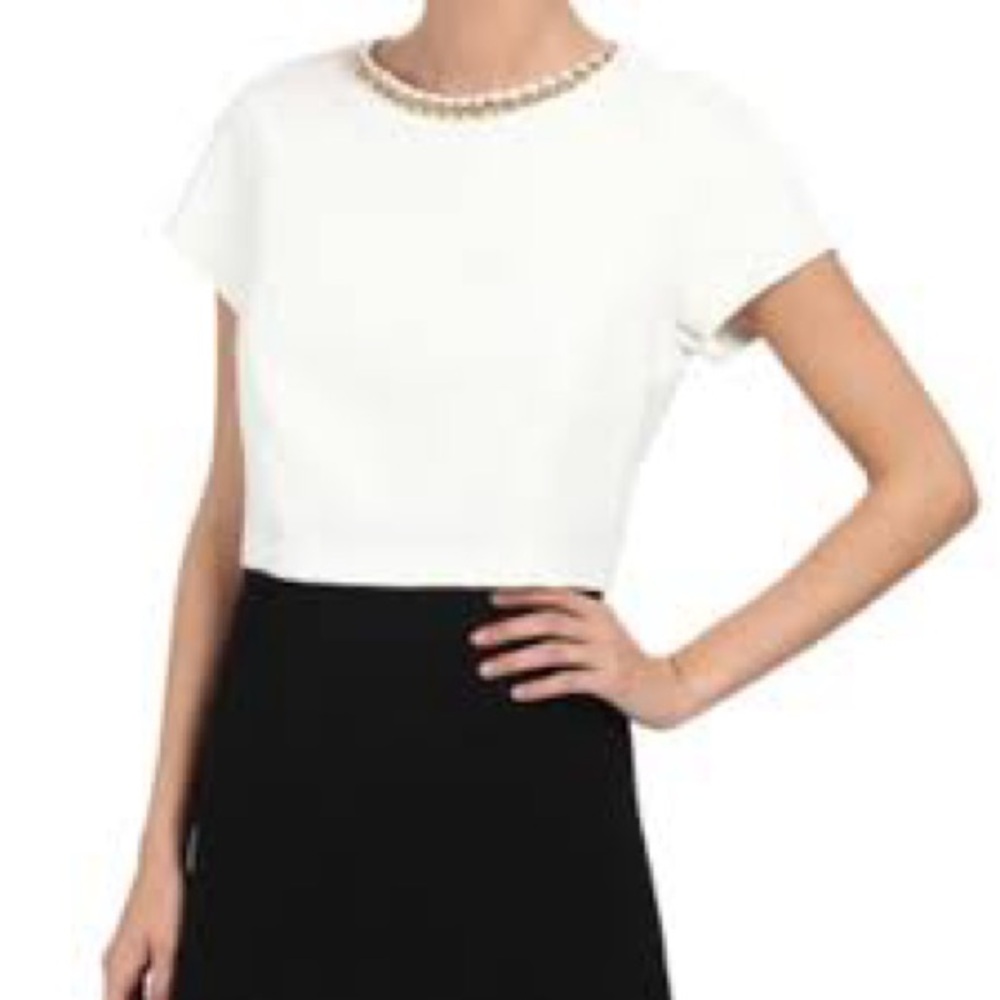Ted Baker Ailia Black White Contrast Double Layer Dress  Black White Size 2 - Picture 2 of 7